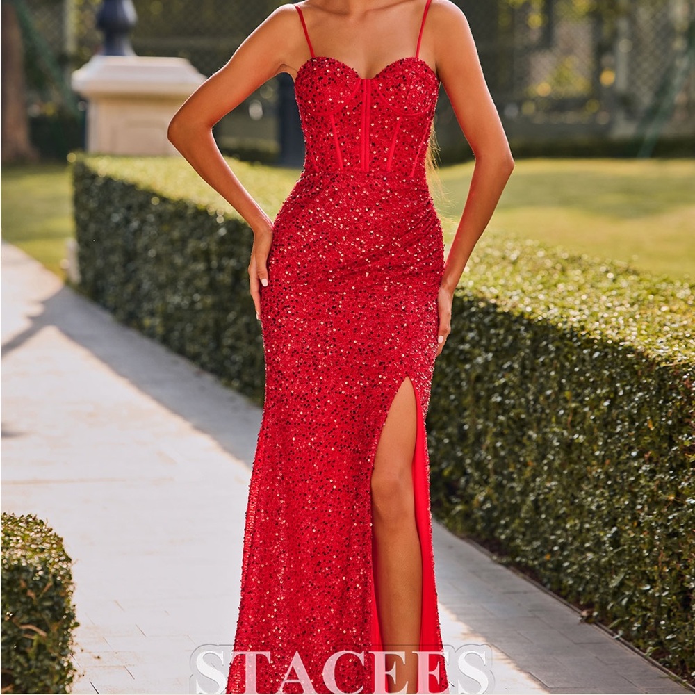Red Sequin Evening Dress